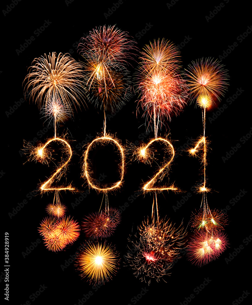 2021 happy new year fireworks written sparklers at night 2021 happy new year fireworks written sparklers at night