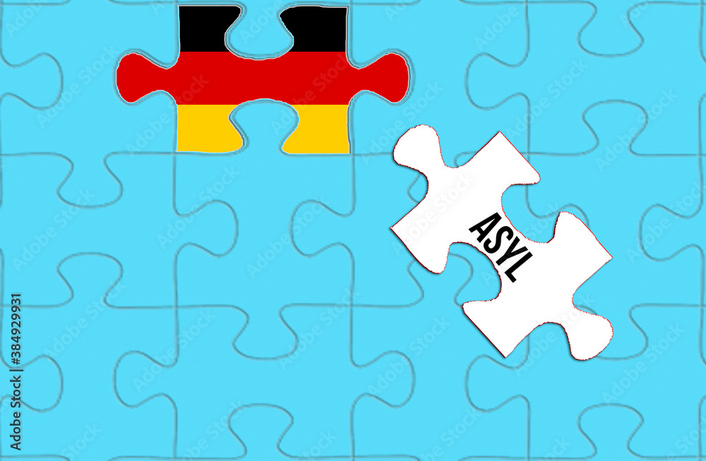 Fototapeta premium Flagge von Deutschland und Asyl