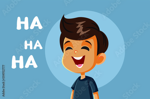 Little Boy Laughing Vector Cartoon Illustration