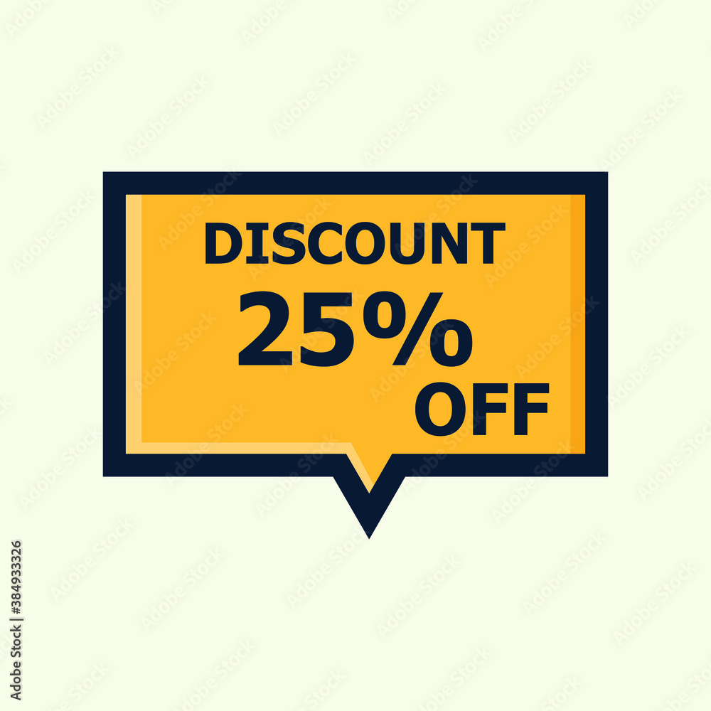 Sale discount icon with white background. Special offer price signs, Discount 25% OFF