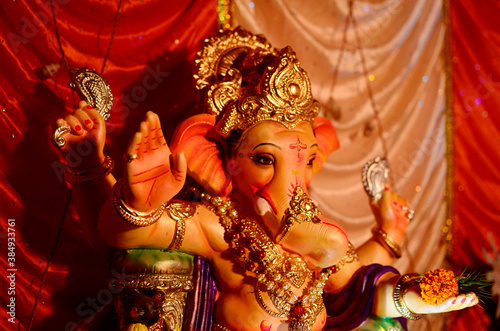 Indian god ganesha idol while festival