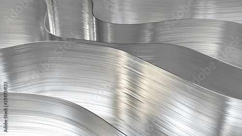 Abstract metal background. Bent metal sheets. 3D illustration. 3D render.