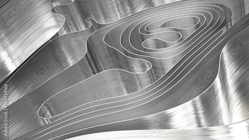 Abstract metal background. Bent metal sheets. 3D illustration. 3D render.