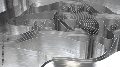 Abstract metal background. Bent metal sheets. 3D illustration. 3D render.
