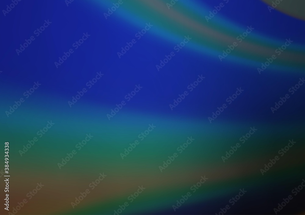 Dark BLUE vector glossy bokeh pattern.