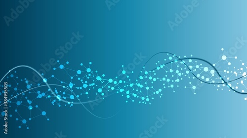 Structure molecule and communication. Dna, atom, neurons. Scientific concept for your design. Connected lines with dots. Medical, technology, chemistry, science background. Vector illustration.