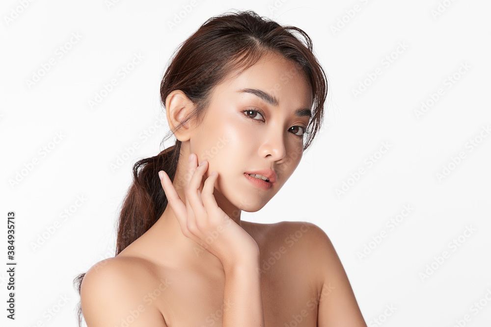 Beautiful young asian woman with clean fresh skin on white background, Face care, Facial treatment, Cosmetology, beauty and spa, Asian women portrait Beautiful young asian woman with clean fresh skin on white background, Face care, Facial treatment, Cosmetology, beauty and spa, Asian women portrait
