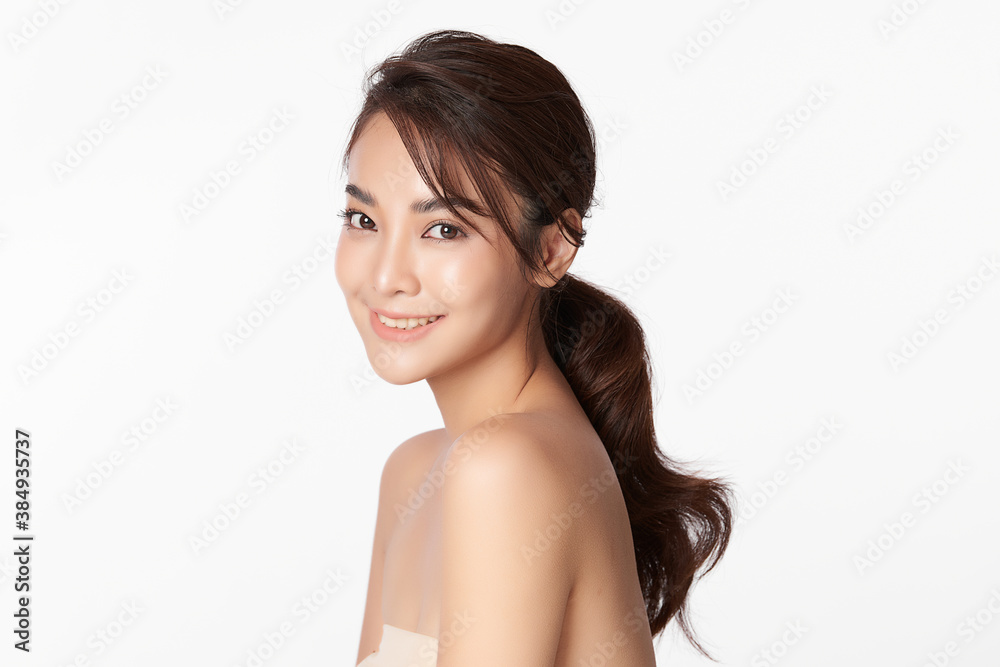 Beautiful young asian woman with clean fresh skin on white background, Face care, Facial treatment, Cosmetology, beauty and spa, Asian women portrait Beautiful young asian woman with clean fresh skin on white background, Face care, Facial treatment, Cosmetology, beauty and spa, Asian women portrait