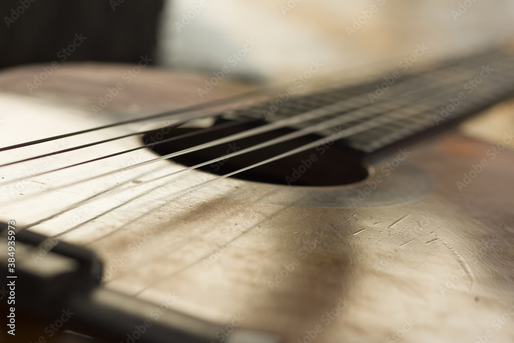 Fototapeta premium acoustic guitar close up