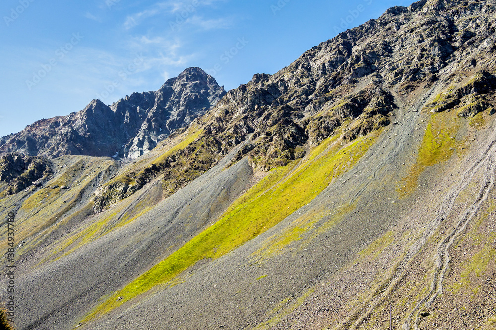 Fototapeta premium Beautiful view from Fluela Pass near Davos - Grisons, Switzerland