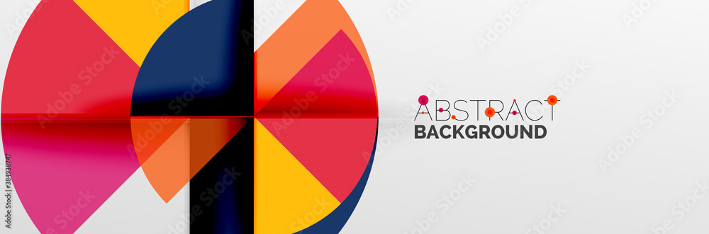 Bright color circles, abstract round shapes and triangles composition with shadow effects. Vector modern geometric design template Bright color circles, abstract round shapes and triangles composition with shadow effects. Vector modern geometric design template
