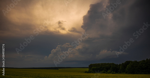 storm clouds over the fields
