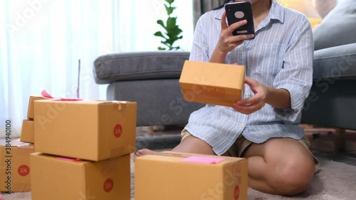 Close up business woman checking product to send to customer for the online order