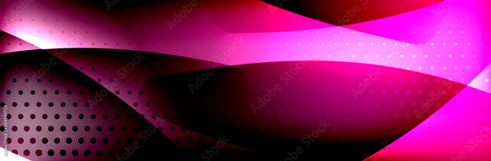 Obraz premium Fluid gradient neon color waves, vector abstract background