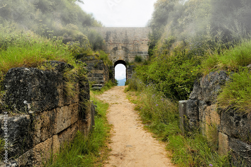 fog in fortress Velia, Italy photo