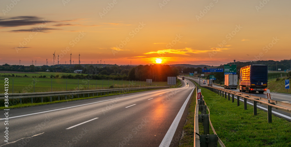 sunset over the highway