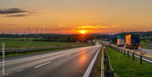 sunset over the highway