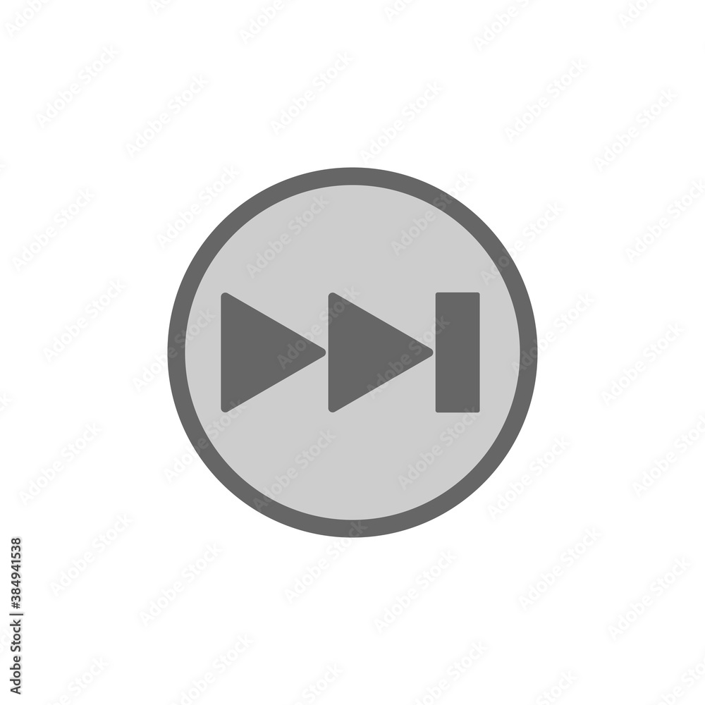 Grey rewind button, flat design style Grey rewind button, flat design style