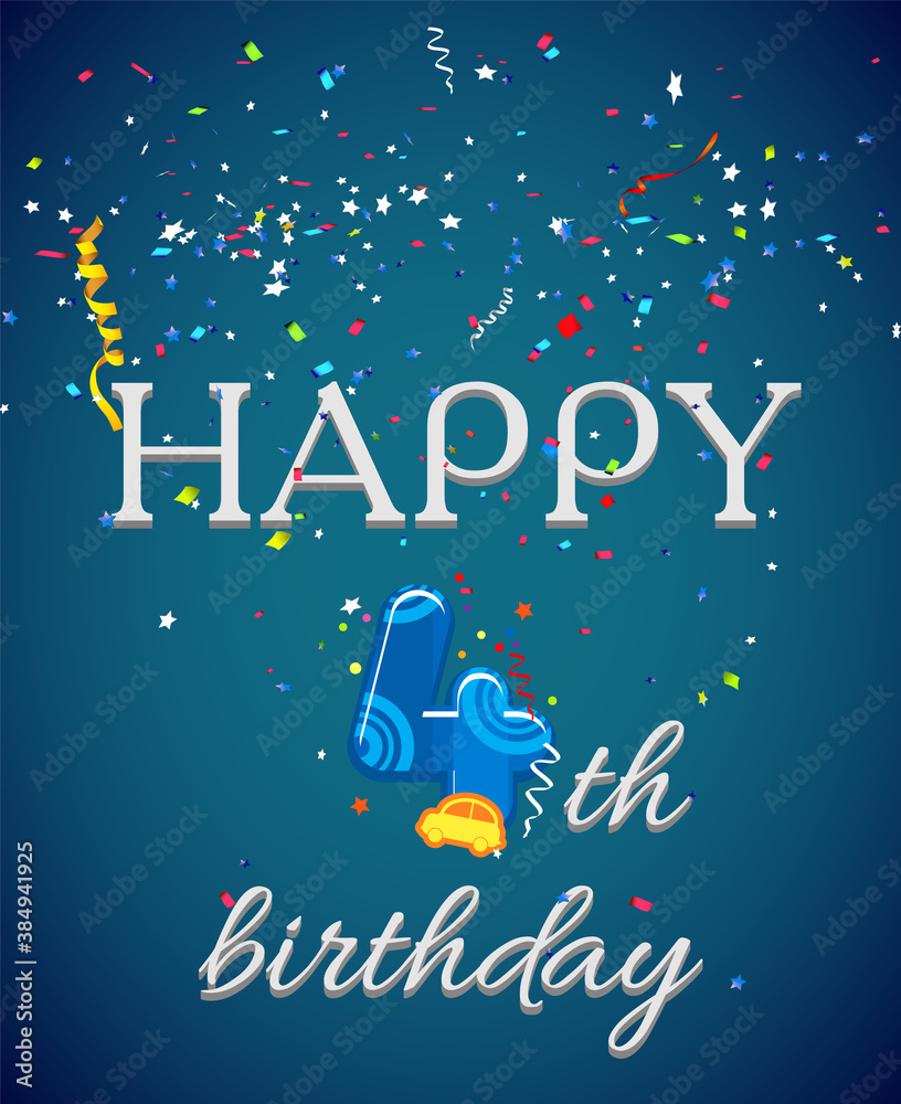 Happy Birthday typography vector design for greeting cards and poster with balloon, confetti and gift box, design template for birthday celebration.