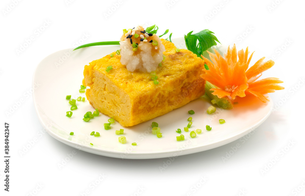 Dashimaki Tamago Japanese Sweet Egg ontop Grated radish breakfast Dashimaki Tamago Japanese Sweet Egg ontop Grated radish breakfast