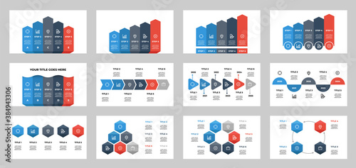 infographic elements bundle, set of data visualization, steps, options, timeline, list, process, layout template vector
