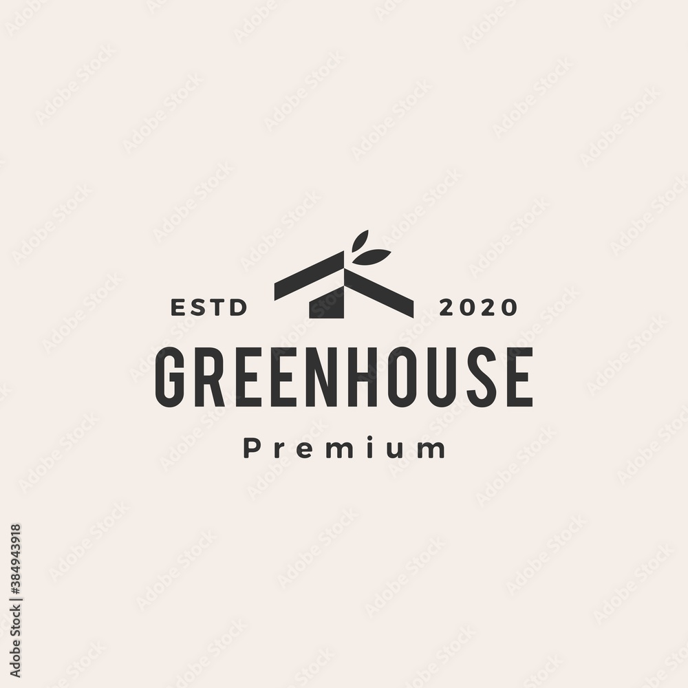 green house leaf hipster vintage logo vector icon illustration