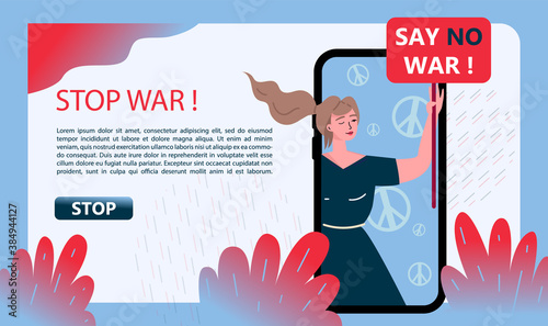 No War. Stop War. Social Banner Hand Drawn Illustration