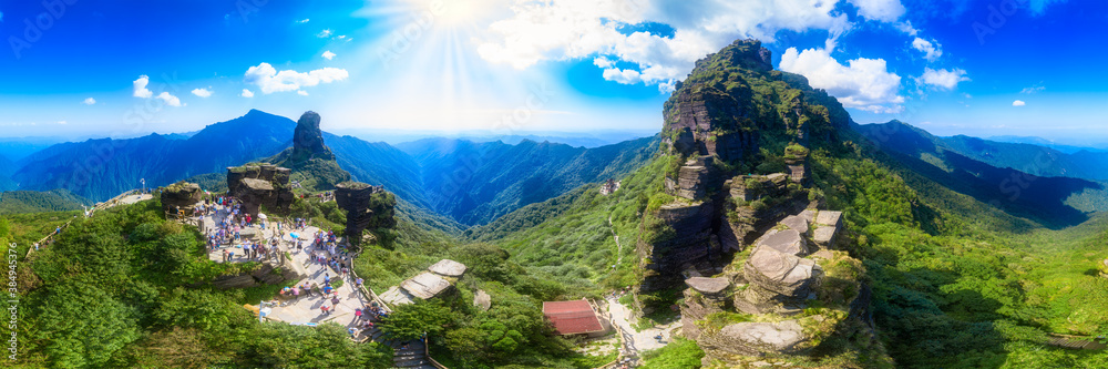 Aerial view of Mount Fanjing, Tongren City, Guizhou Province, China