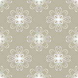 Floral vector beige and white ornament. Seamless abstract classic background with flowers. Pattern with repeating floral elements. Ornament for fabric, wallpaper and packaging
