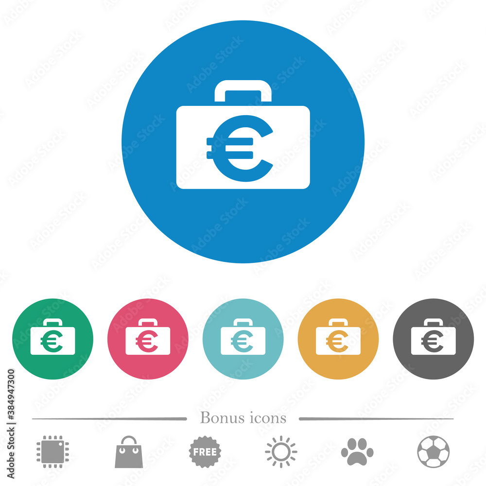 Euro bag flat round icons Euro bag flat round icons