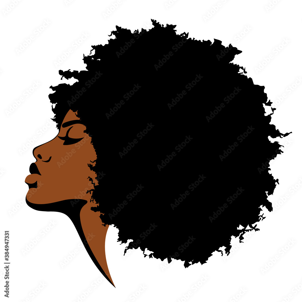Beautiful black skined woman with curly hair Stock Vector | Adobe Stock