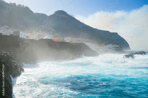 Ocean bathes lava pools Mad...