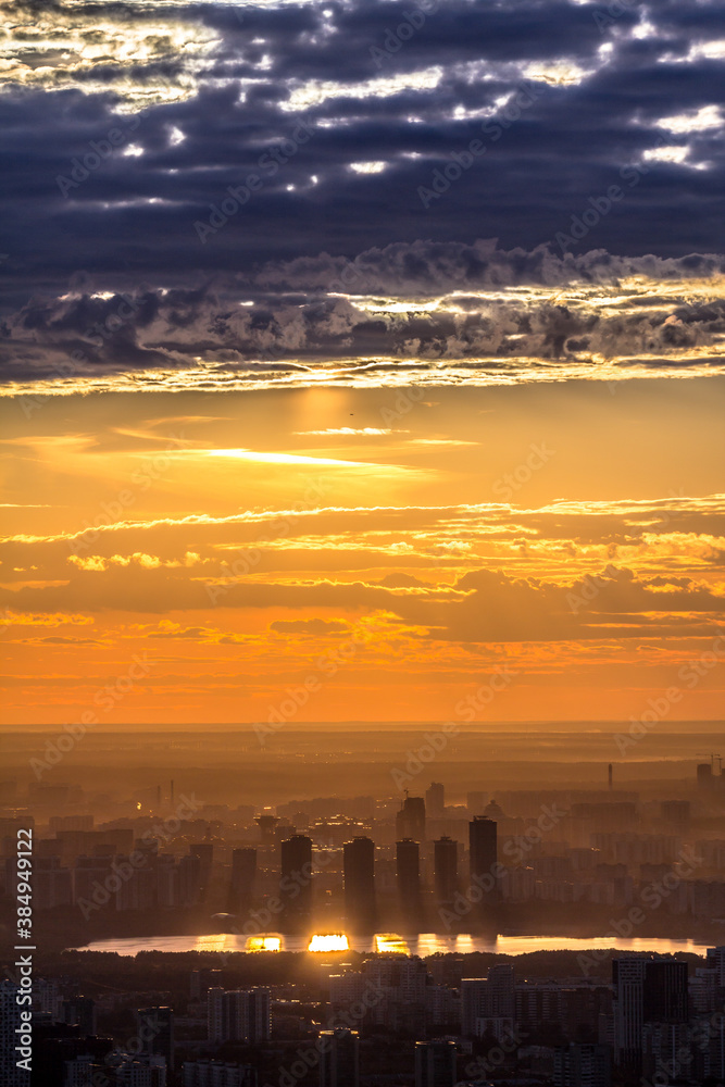 Moscow cityscape at sunset