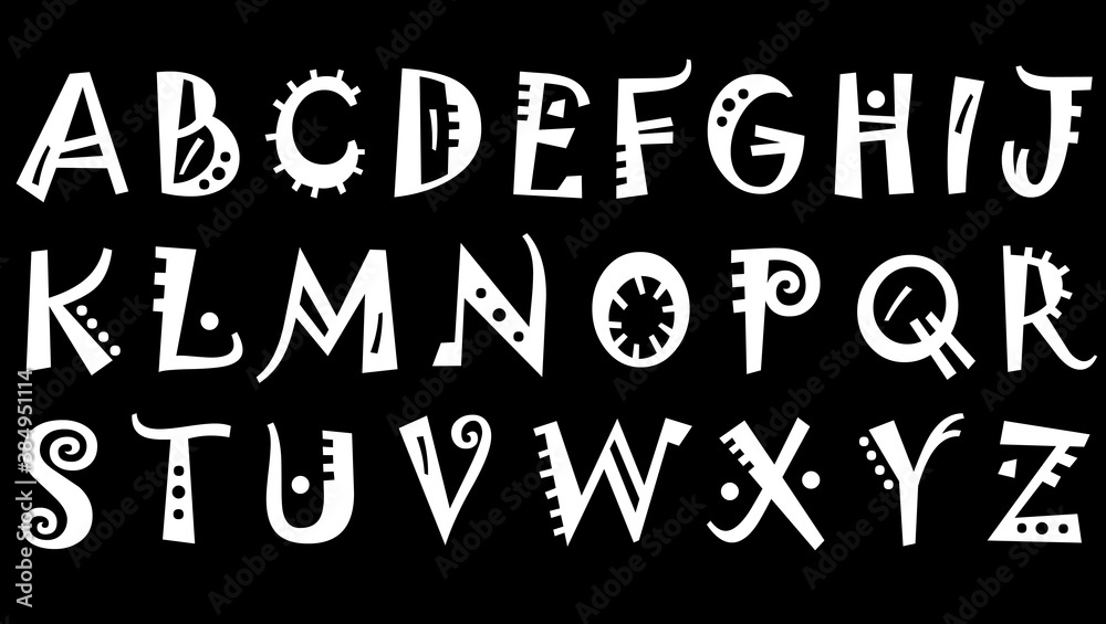 black and white alphabet set