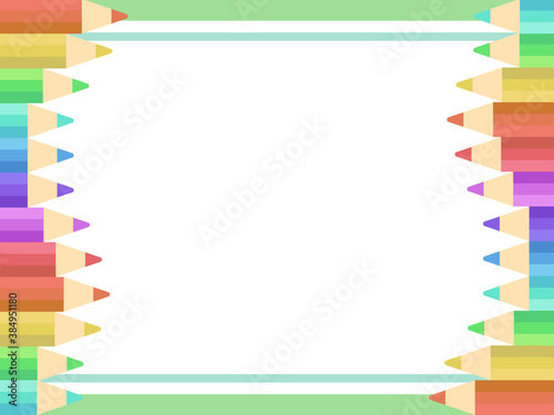 Vector illustration frame of colored pencils.
