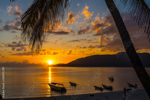 Sunset at Long Beach, Perhentian Island, Terengganu, Malaysia photo