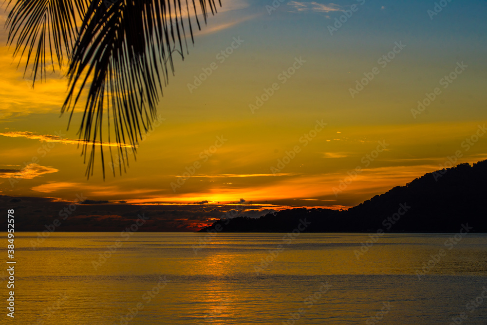 Sunset over the sea at Perhentian Island, Malaysia