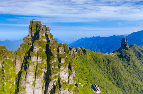 Aerial view of Mount Fanjing, Tongren City, Guizhou Province, China photo