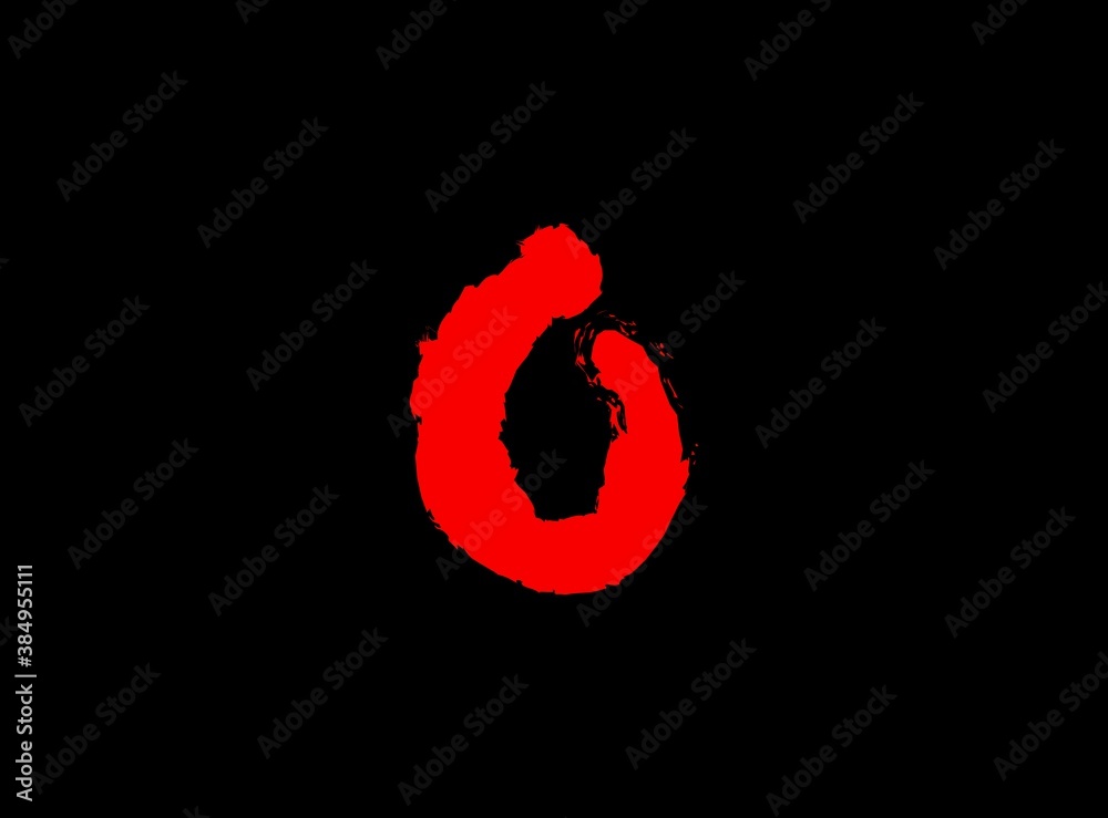 Fototapeta premium O Horror bloody, scary vector letter. Insane Fear brutal, scream font. Wicked night theme style design. Hand writing eps10 illustration