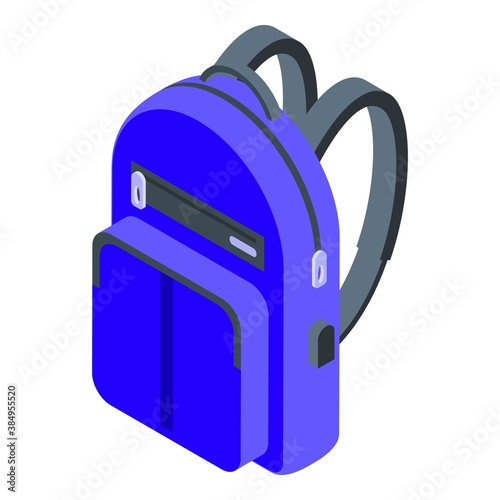 Laptop blue backpack icon. Isometric of laptop blue backpack vector icon for web design isolated on white background