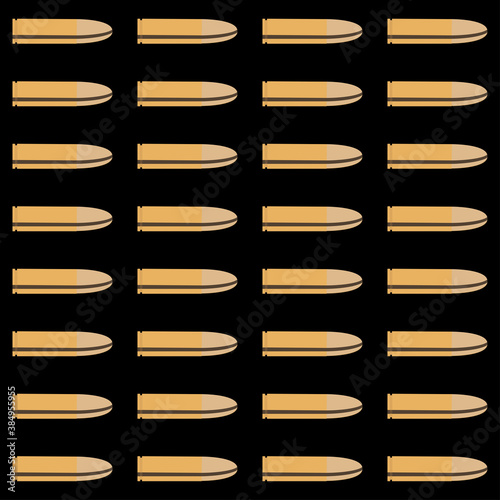Bullets Seamless Pattern. Vector illustration. Realistic bullets on a black background