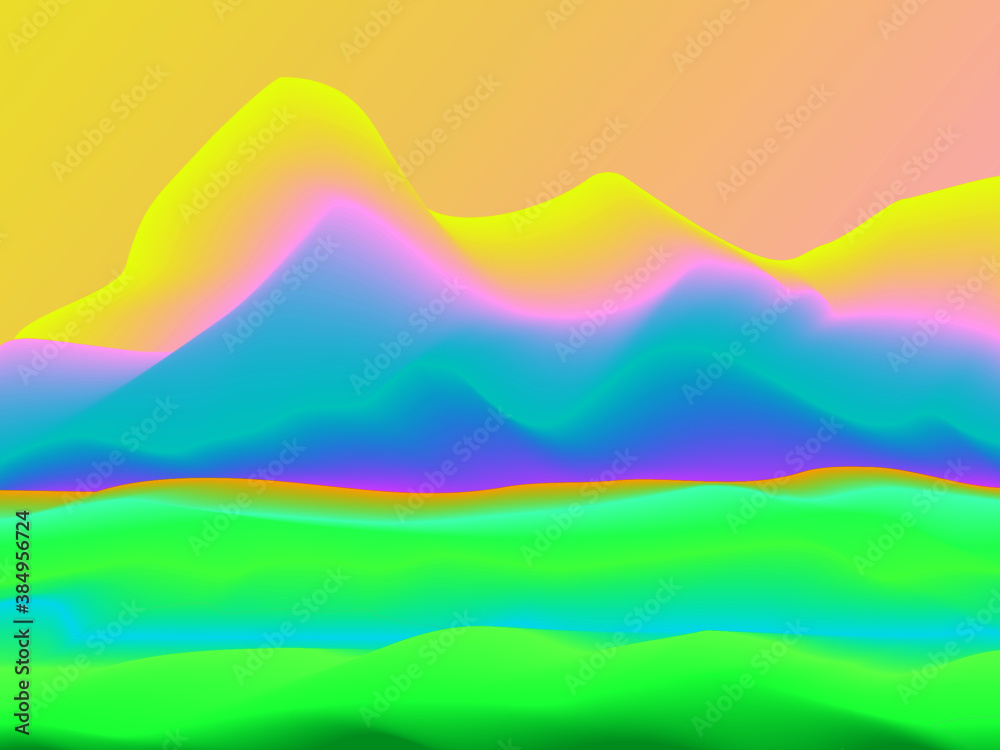 Abstract mountains and sea.