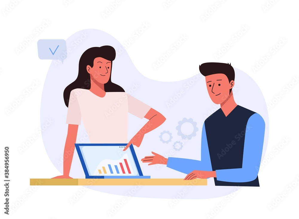 Office people discussing work success and progress. Business concept