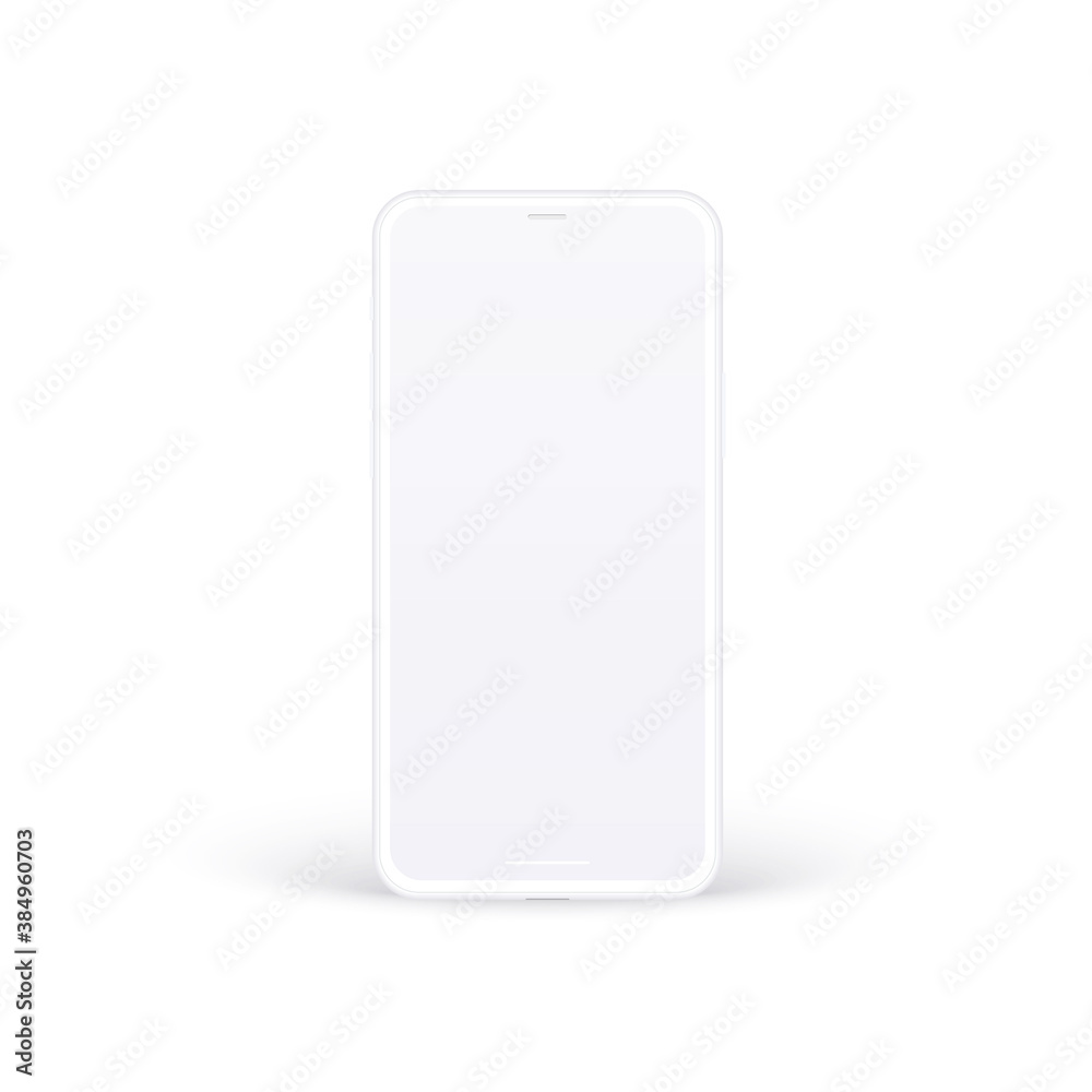 Clay phone mockup. White mobile device concept isolated with blank screen for show your ux design, site, presentation and promo. Realistic generic 3d smartphone in front view with shadow. Clay phone mockup. White mobile device concept isolated with blank screen for show your ux design, site, presentation and promo. Realistic generic 3d smartphone in front view with shadow.