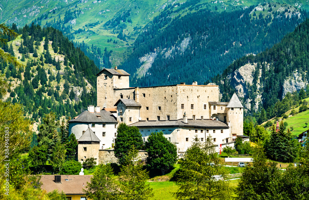 View of Naudersberg Castle in Nauders - Tyrol, Austria