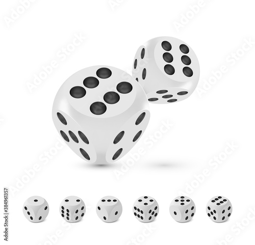 Good luck award craps concept  shiny realistic metallic two rolling hanging dices