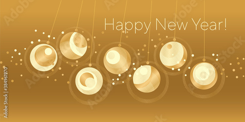Elegant laconic modern gold xmas baubles