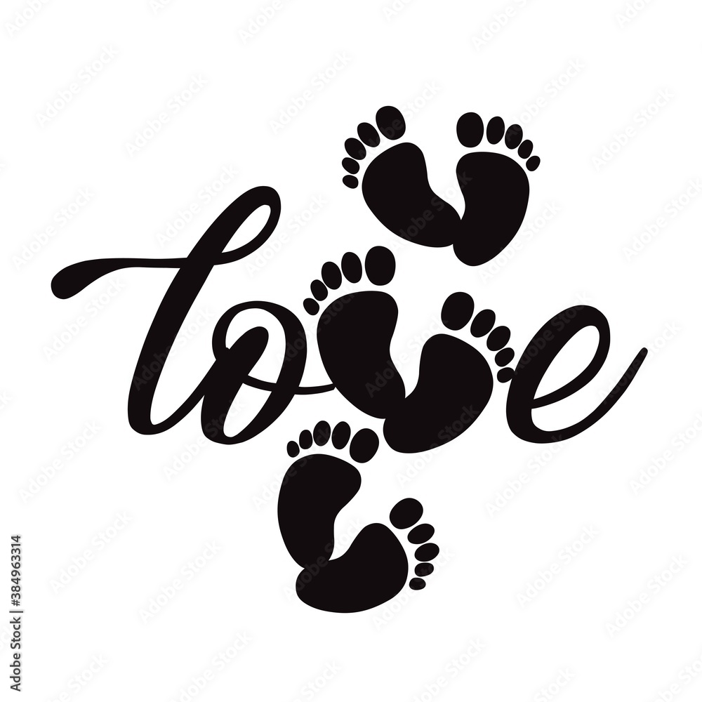 Human Footprint Silhouette, Love, vector, illustration. Human Footprint Silhouette, Love, vector, illustration.