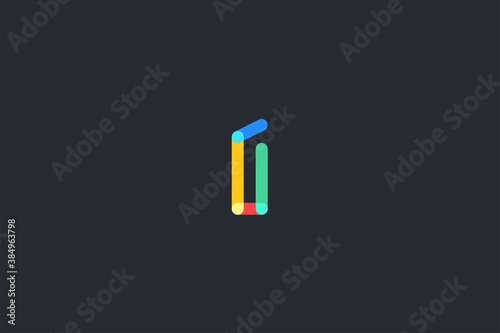 Minimal Geometrical Abstract Letter i Dark Background Logo Template
