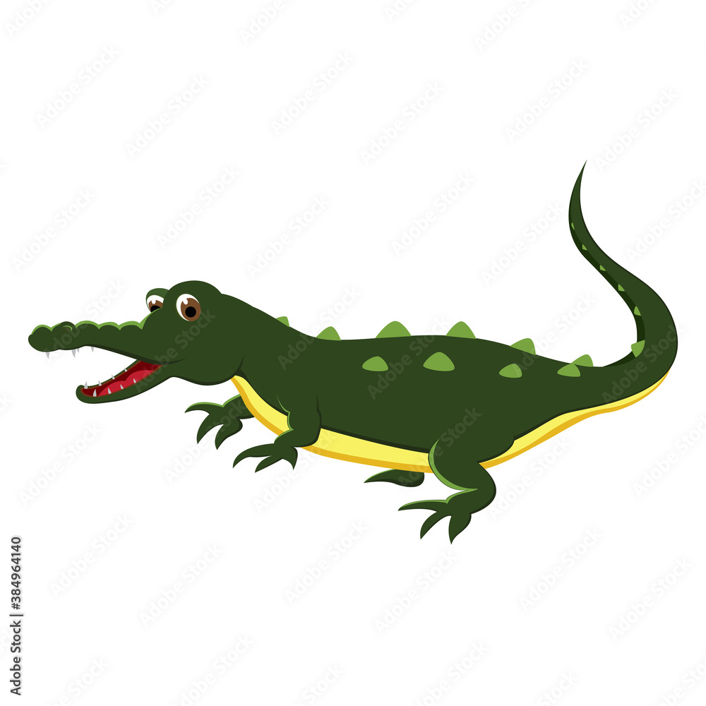 Fototapeta premium Cartoon crocodile isolated on white